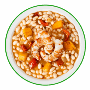 Caldereta de alubias con gambón