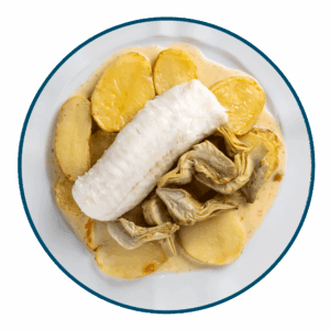 Merluza del Cabo con Patatas y Alcachofas