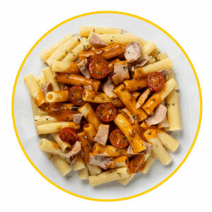 Rigatonni con Atún y Tomate Cherry